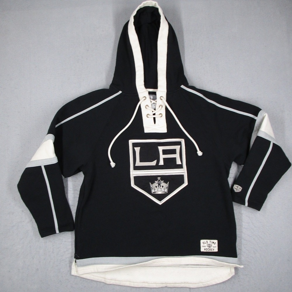 Old Time Hockey LA Kings Hoodie Mens Large Black Lace Up Causeway Collection NHL